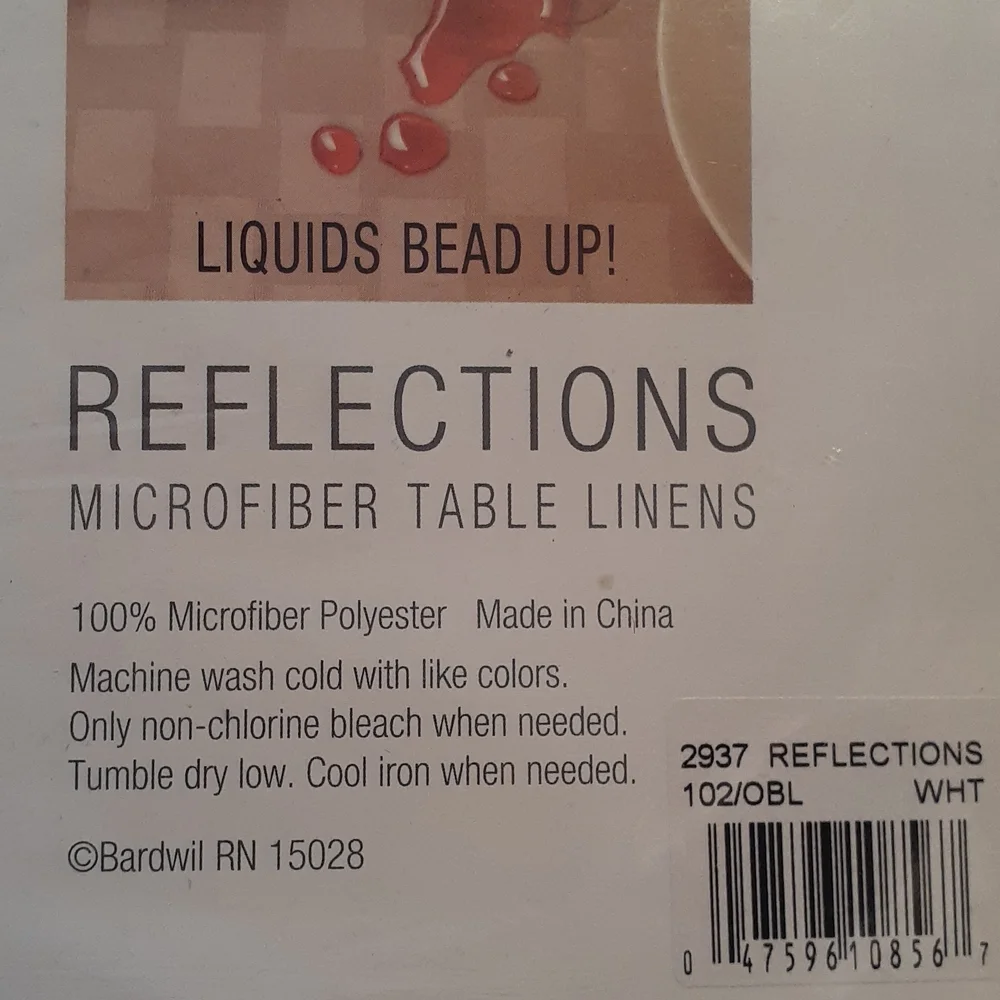 Reflections Off White Microfiber Table Linen 60 X 120 Fabric Table Cloth New!